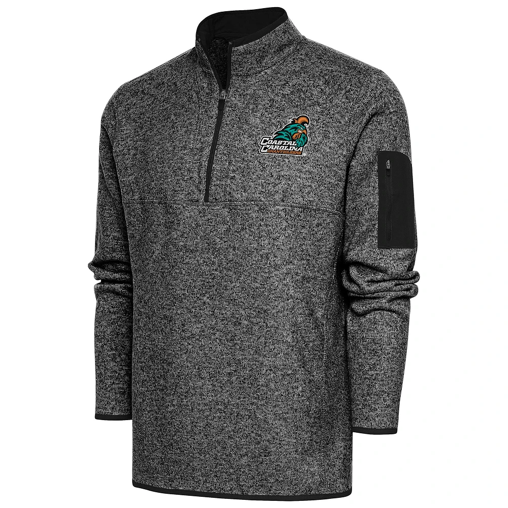 Men's Antigua Heather Coastal Carolina Chanticleers Fortune Quarter-Zip Pullover Jacket