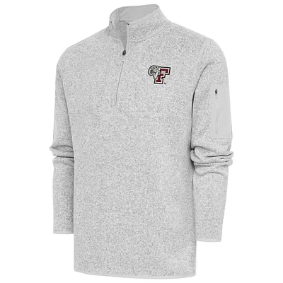 Men's Antigua Heather Gray Fordham Rams Fortune Quarter-Zip Pullover Jacket