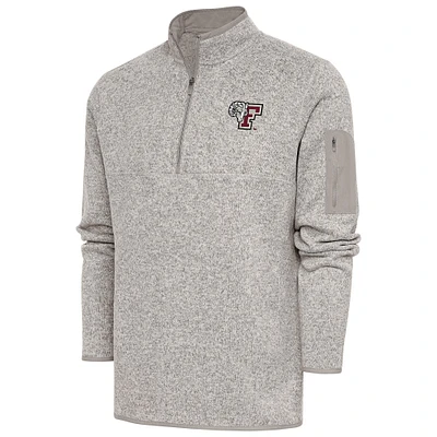 Men's Antigua Oatmeal Fordham Rams Fortune Quarter-Zip Pullover Jacket