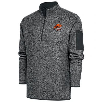 Men's Antigua Heather Charcoal Bucknell Bison Fortune Quarter-Zip Pullover Jacket