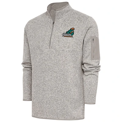 Men's Antigua Oatmeal Coastal Carolina Chanticleers Fortune Quarter-Zip Pullover Jacket