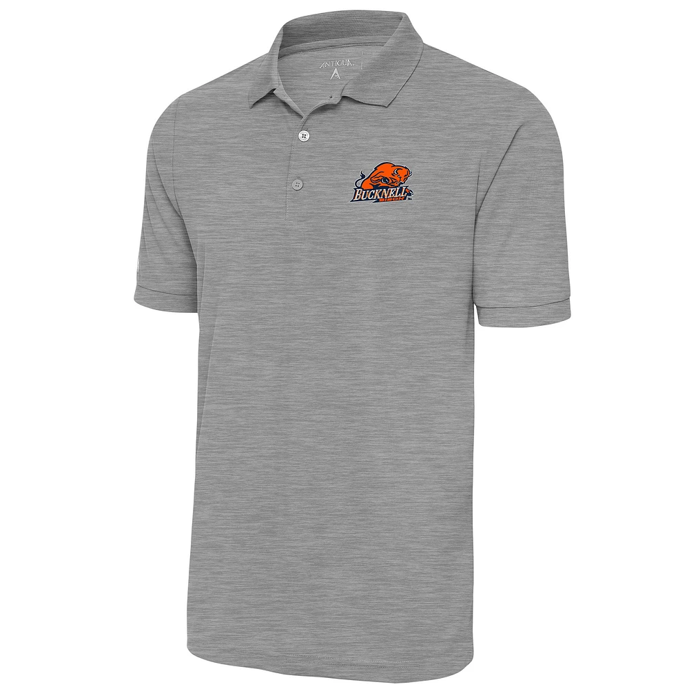 Men's Antigua Heather Gray Bucknell Bison Legacy Pique Polo