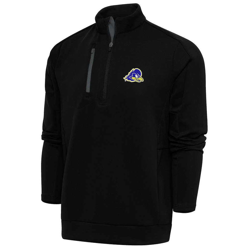 Men's Antigua Black/Pewter Delaware Fightin' Blue Hens Generation Quarter-Zip Pullover Top