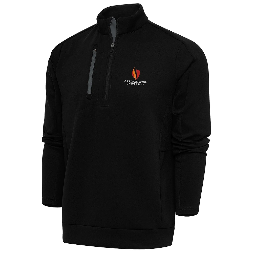Men's Antigua Black/Pewter Gardner-Webb Bulldogs Generation Quarter-Zip Pullover Top