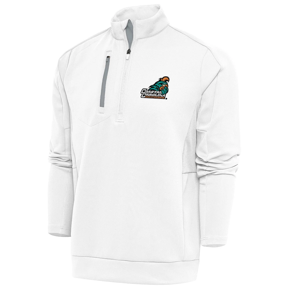 Men's Antigua White Coastal Carolina Chanticleers Generation Quarter-Zip Pullover Top