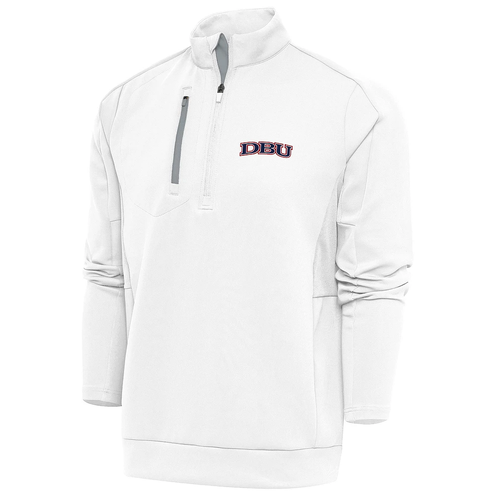 Men's Antigua White Dallas Baptist Patriots Generation Quarter-Zip Pullover Top