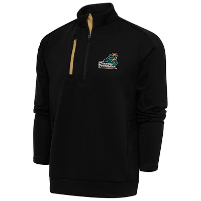 Men's Antigua Black/Gold Coastal Carolina Chanticleers Generation Quarter-Zip Pullover Top