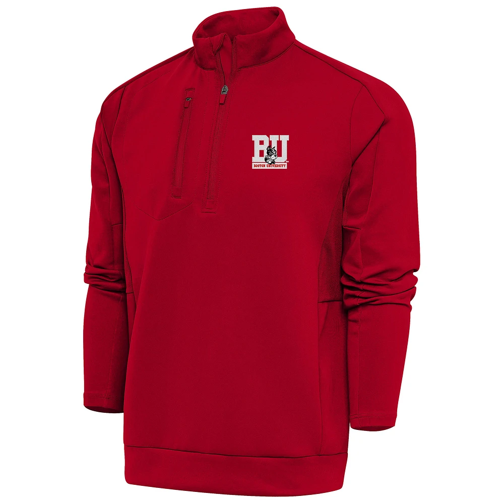 Men's Antigua Scarlet Boston University Generation Quarter-Zip Pullover Top