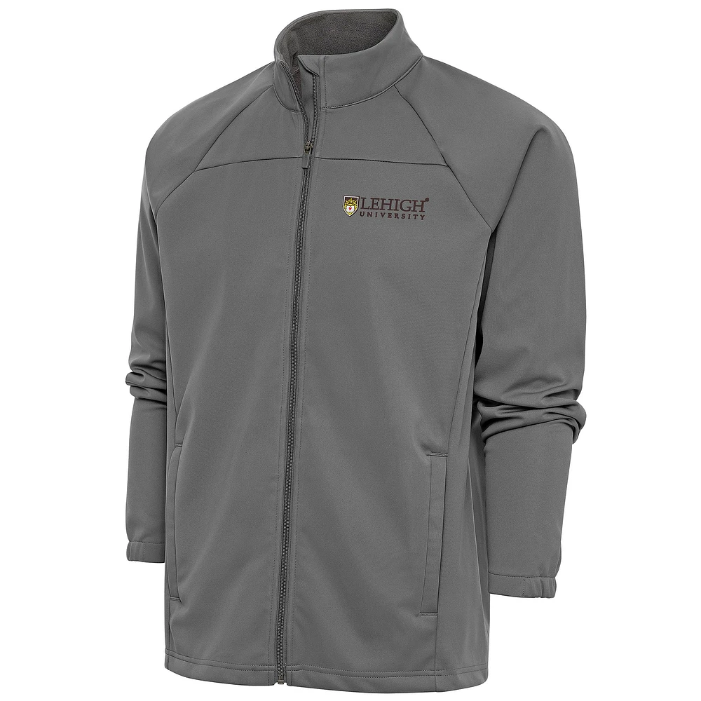 Men's Antigua Steel Lehigh Mountain Hawks Links Full-Zip Golf Jacket