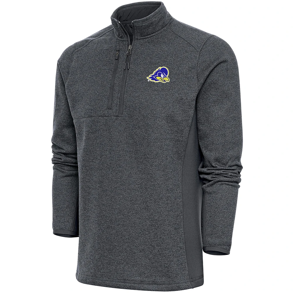 Men's Antigua Charcoal Delaware Fightin' Blue Hens Course Quarter-Zip Top