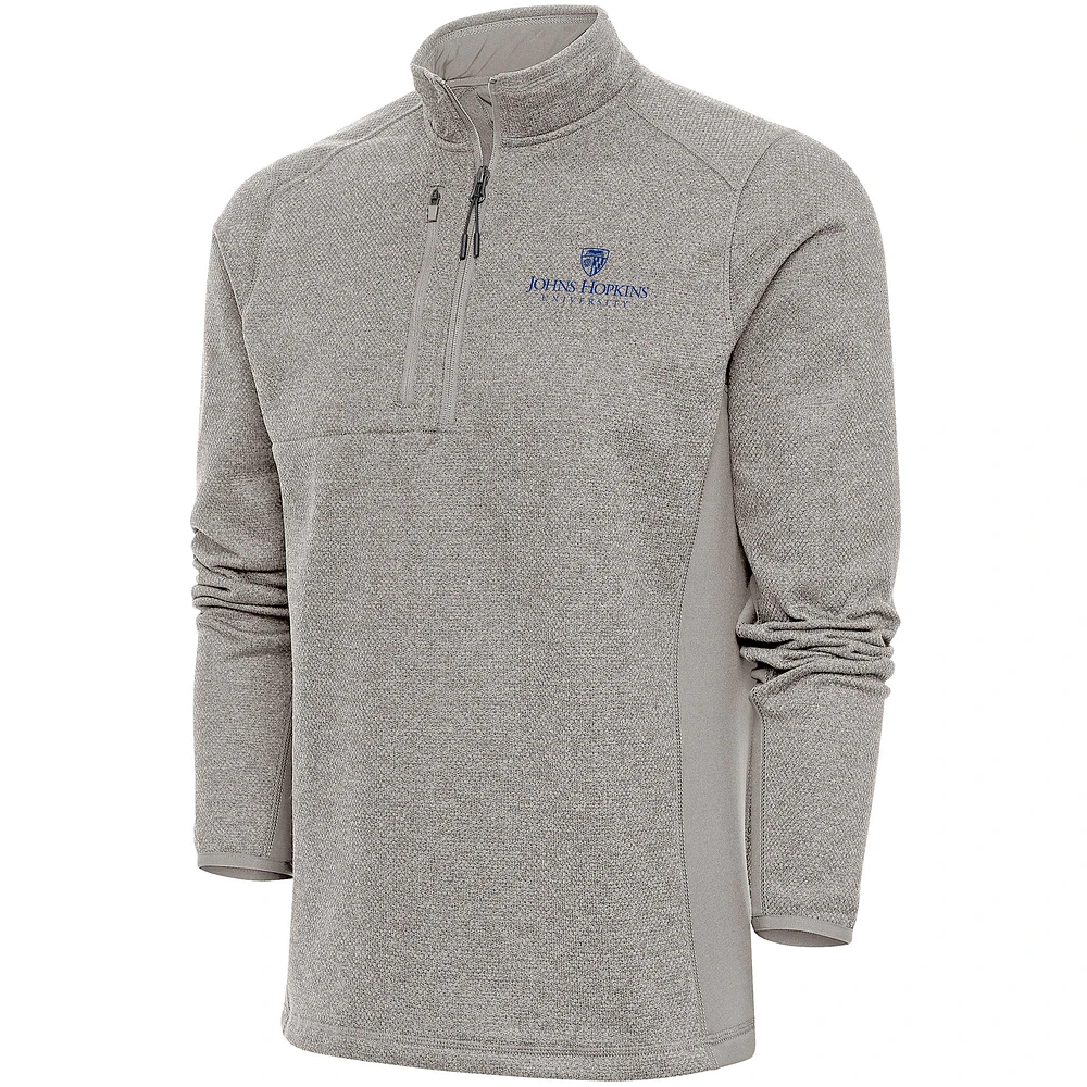 Men's Antigua Oatmeal Johns Hopkins Blue Jays Course Quarter-Zip Top