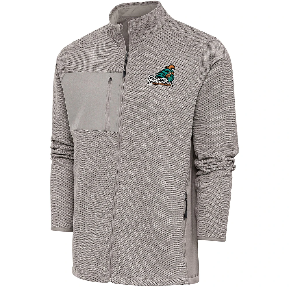 Men's Antigua Oatmeal Coastal Carolina Chanticleers Course Full-Zip Jacket