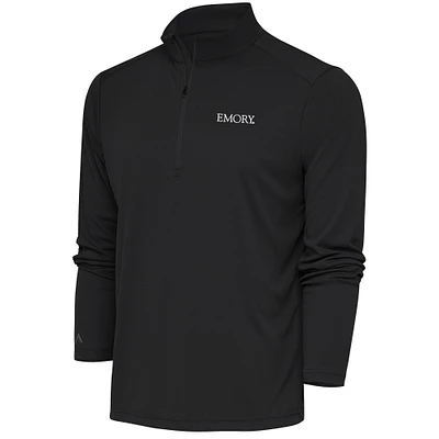 Men's Antigua Charcoal Emory Eagles Tribute Quarter-Zip Top