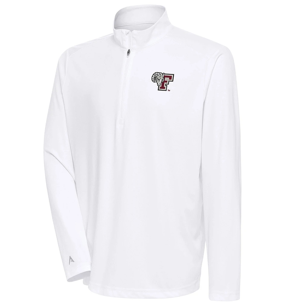 Men's Antigua White Fordham Rams Tribute Quarter-Zip Top