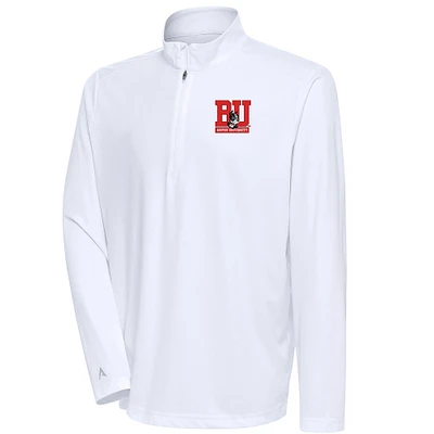 Men's Antigua White Boston University Tribute Quarter-Zip Top