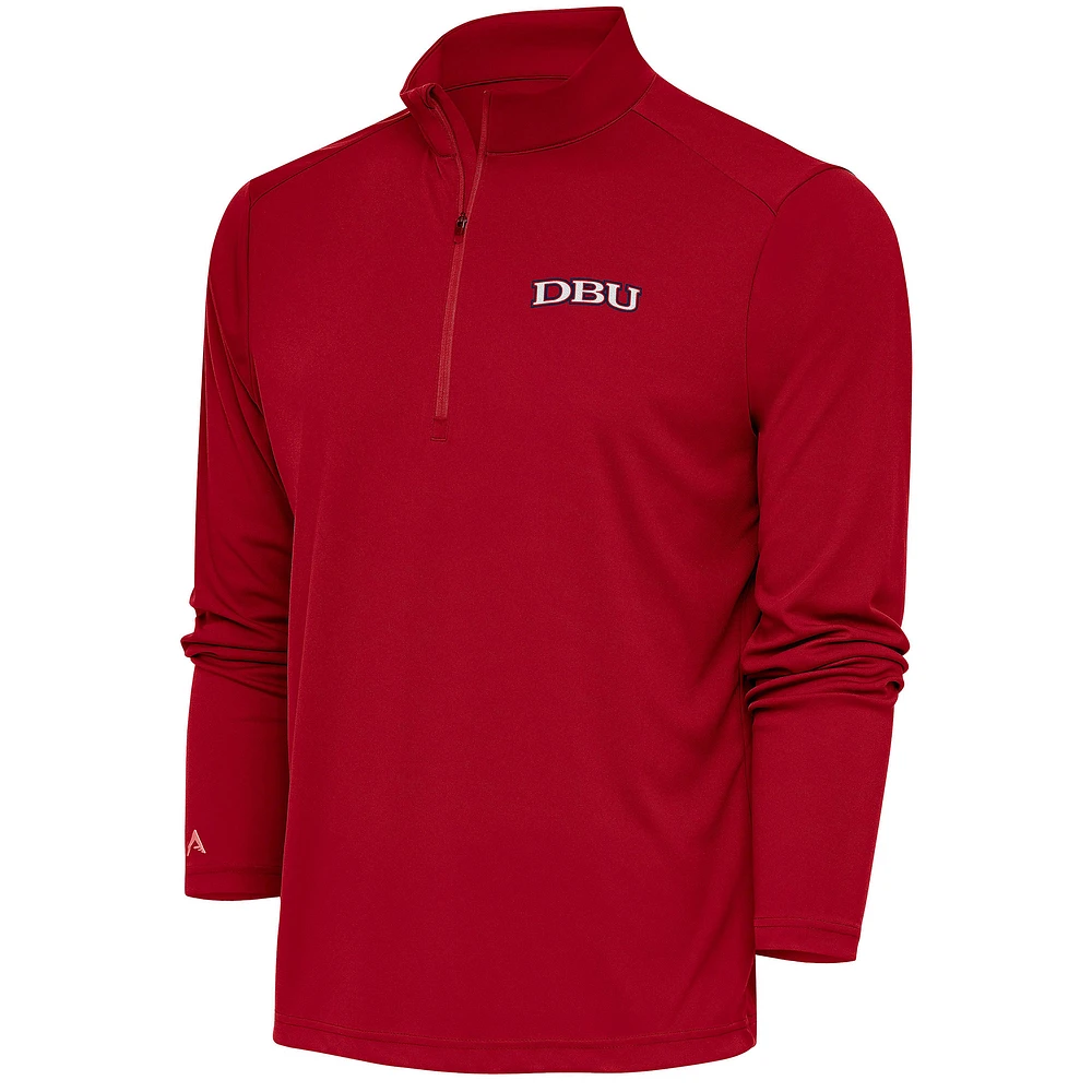Men's Antigua Red Dallas Baptist Patriots Tribute Quarter-Zip Top