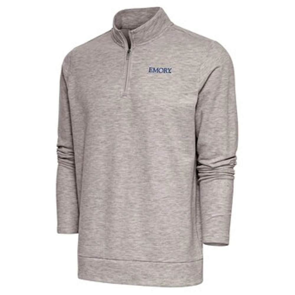 Men's Antigua Oatmeal Emory Eagles Gambit Quarter-Zip Pullover Top