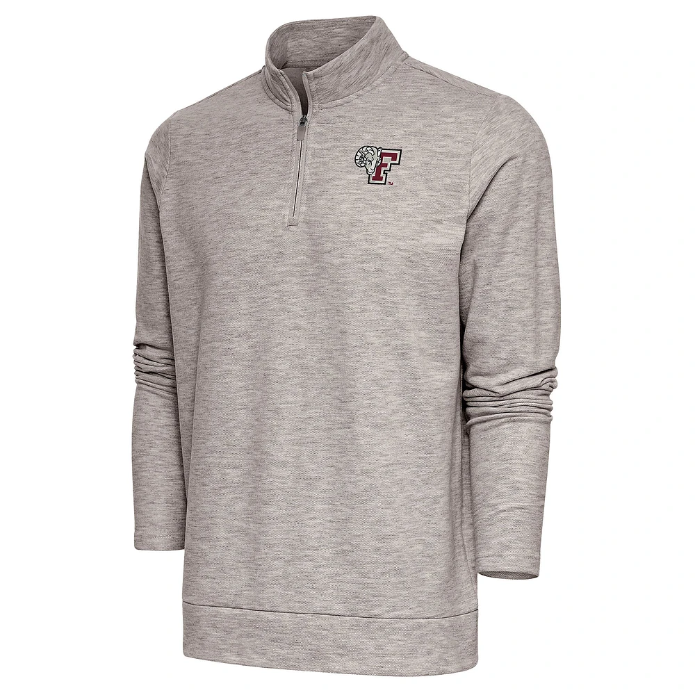 Men's Antigua Oatmeal Fordham Rams Gambit Quarter-Zip Pullover Top