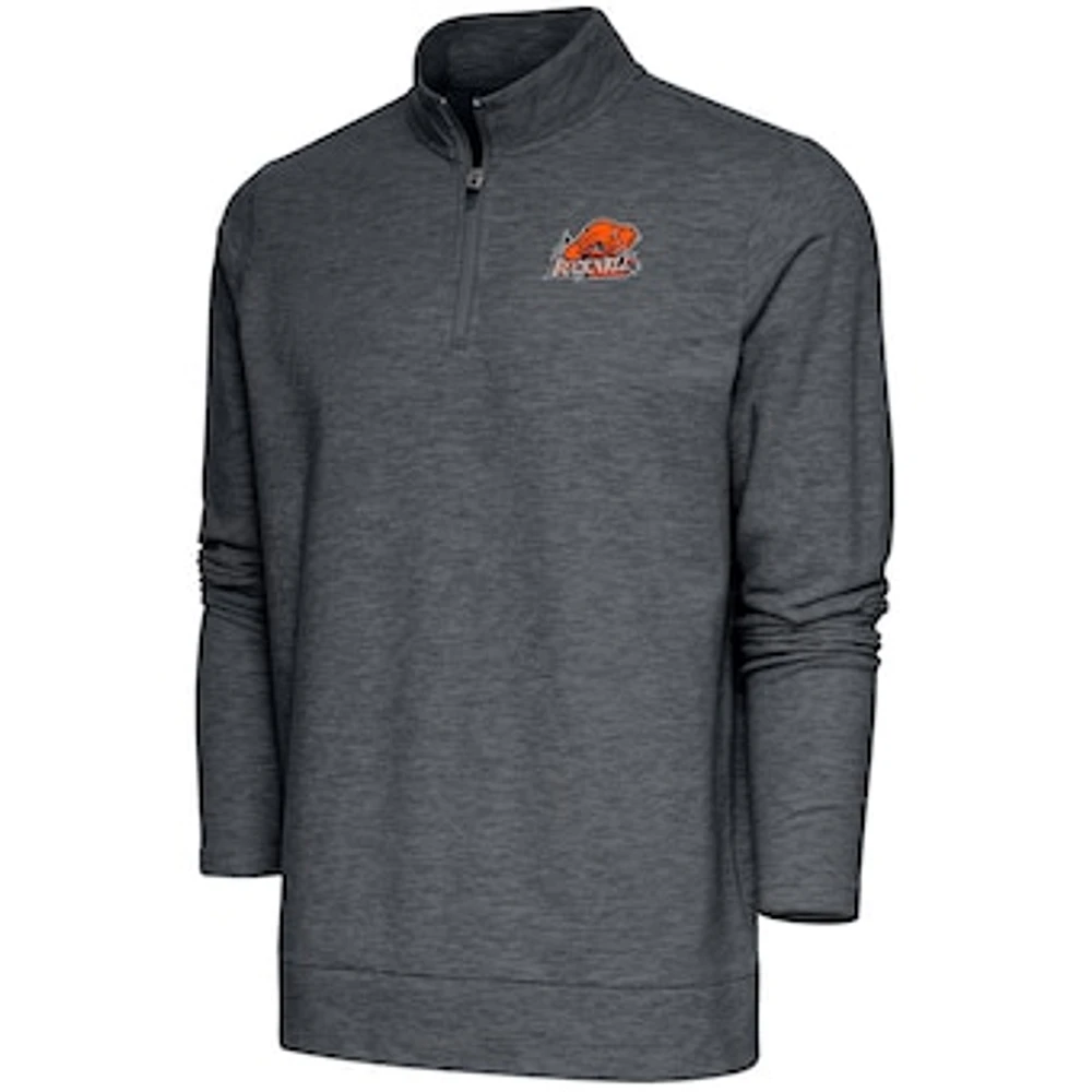 Men's Antigua Heather Charcoal Bucknell Bison Gambit Quarter-Zip Pullover Top