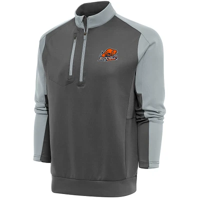 Men's Antigua Pewter/Silver Bucknell Bison Team Quarter-Zip Pullover Top