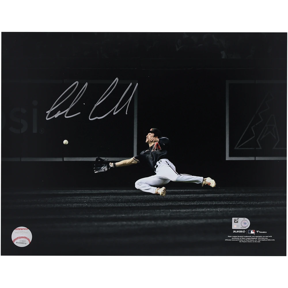 Corbin Carroll Arizona Diamondbacks Autographed 2023 National League Rookie of the Year 11" x 14" Diving Catch Hitting Spotlight Photo