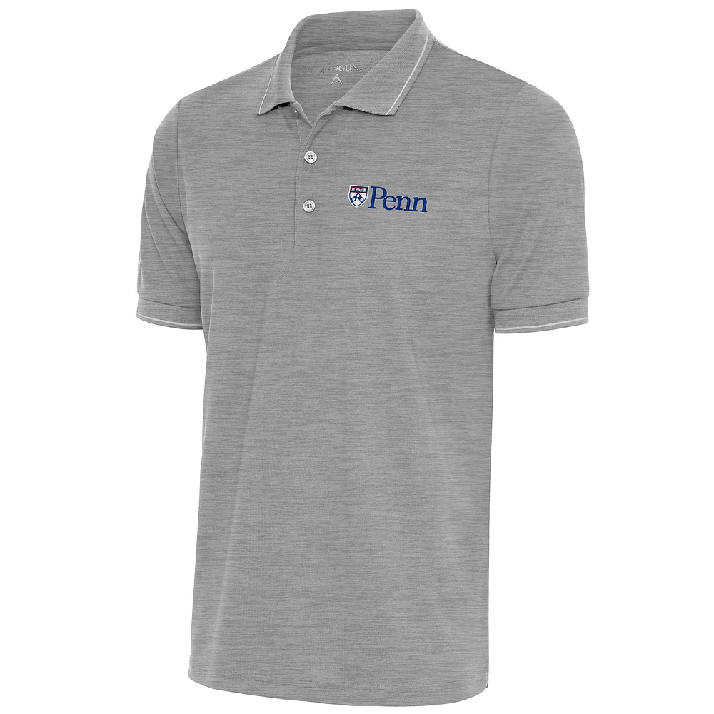 Men's Antigua Heather Gray Pennsylvania Quakers Affluent Polo