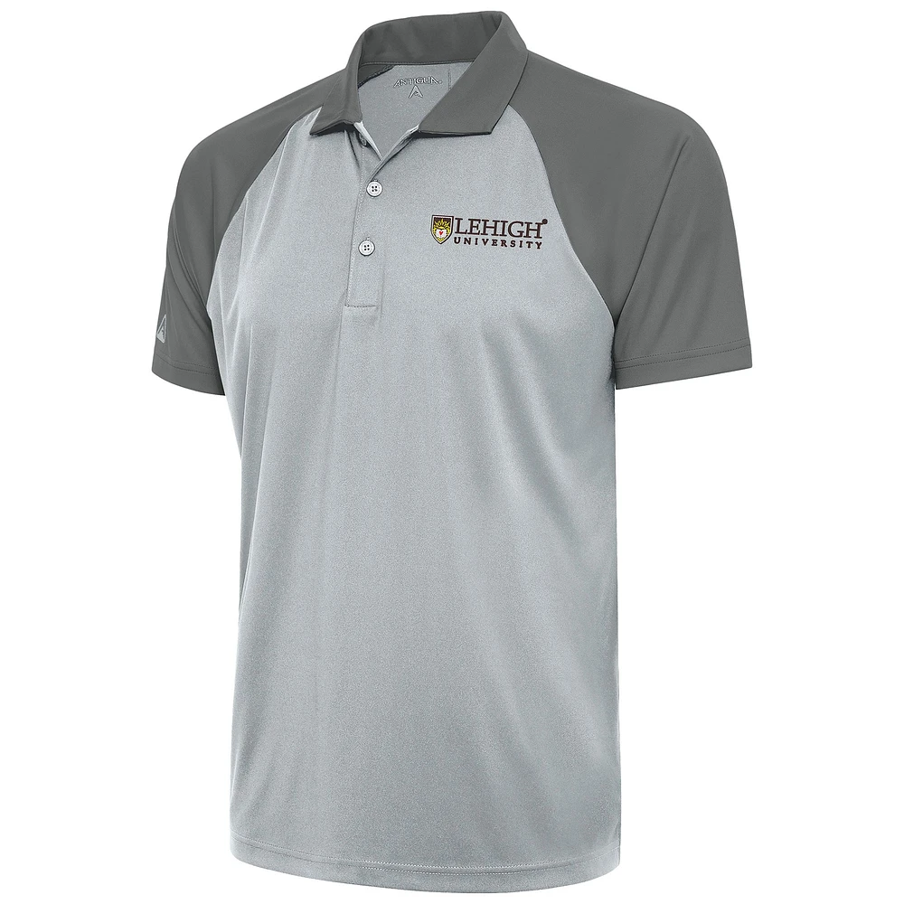 Men's Antigua Silver/Steel Lehigh Mountain Hawks Nova Polo