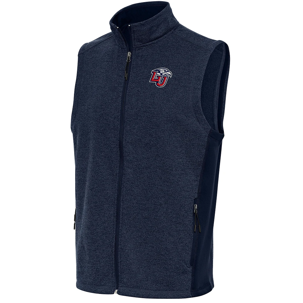 Men's Antigua Heather Navy Liberty Flames Course Full-Zip Vest