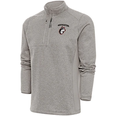 Men's Antigua Oatmeal Northeastern Huskies Course Quarter-Zip Top
