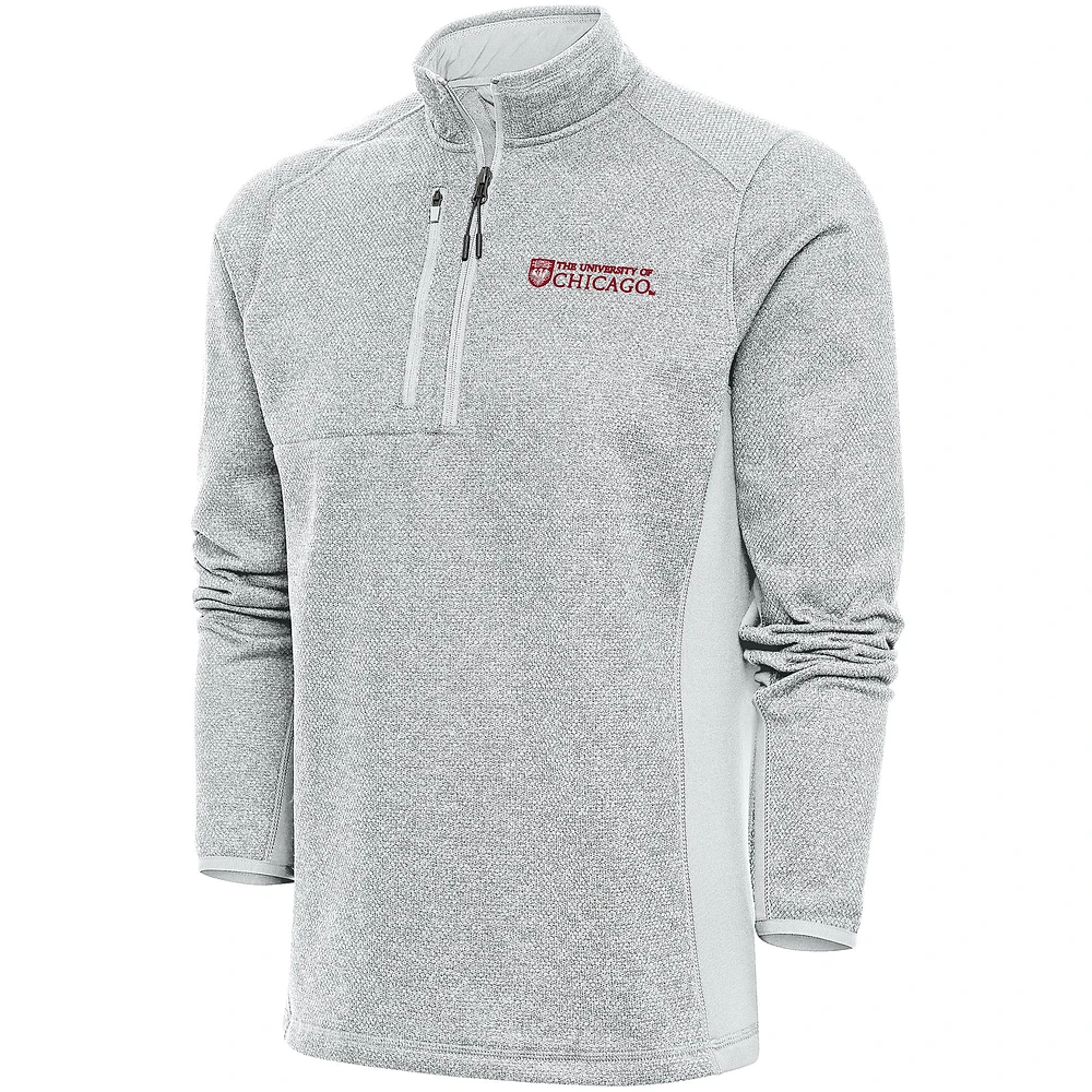 Men's Antigua Gray UChicago Maroons Course Quarter-Zip Top