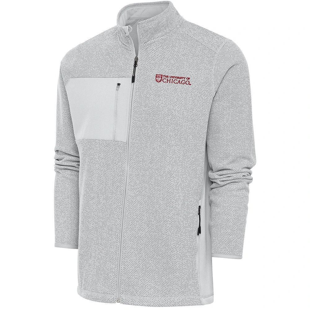 Men's Antigua Gray UChicago Maroons Course Full-Zip Jacket