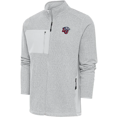 Men's Antigua Gray Liberty Flames Course Full-Zip Jacket