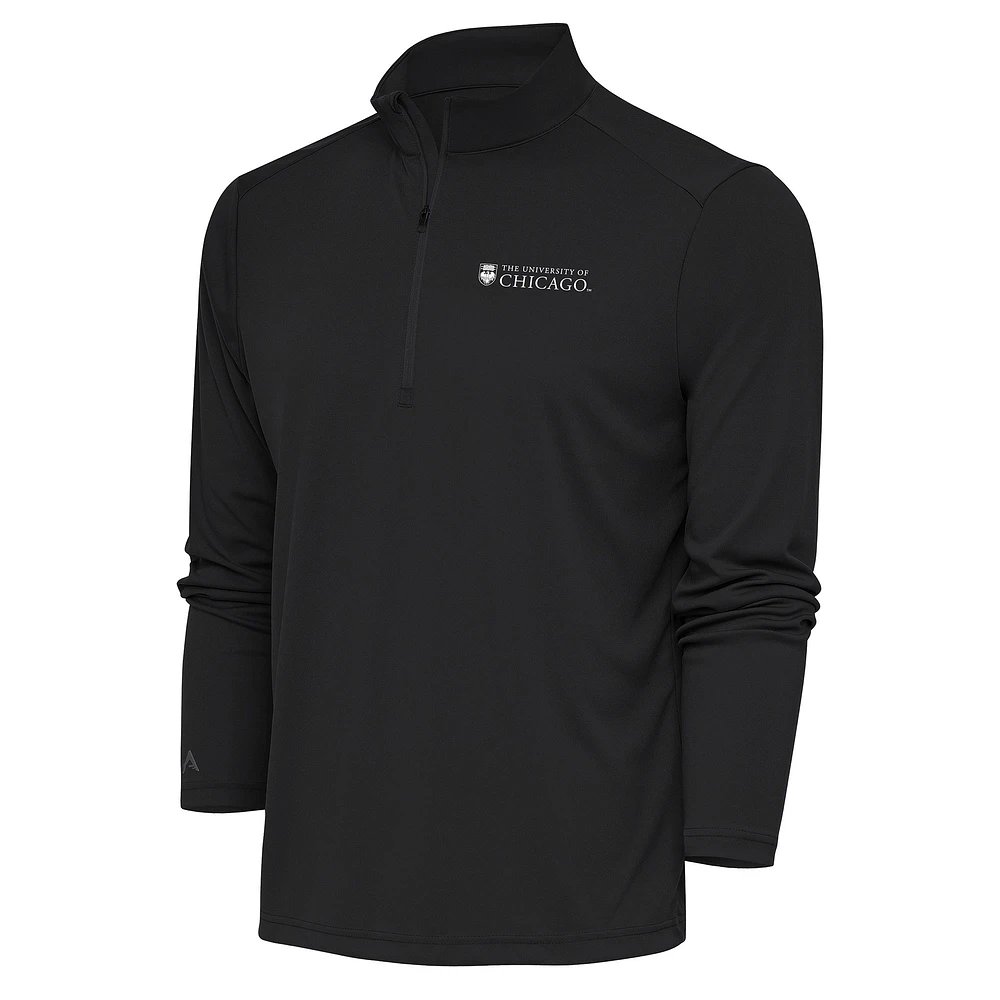 Men's Antigua Charcoal UChicago Maroons Tribute Quarter-Zip Top