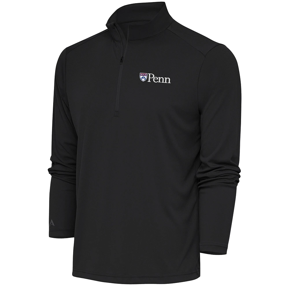 Men's Antigua Charcoal Pennsylvania Quakers Tribute Quarter-Zip Top