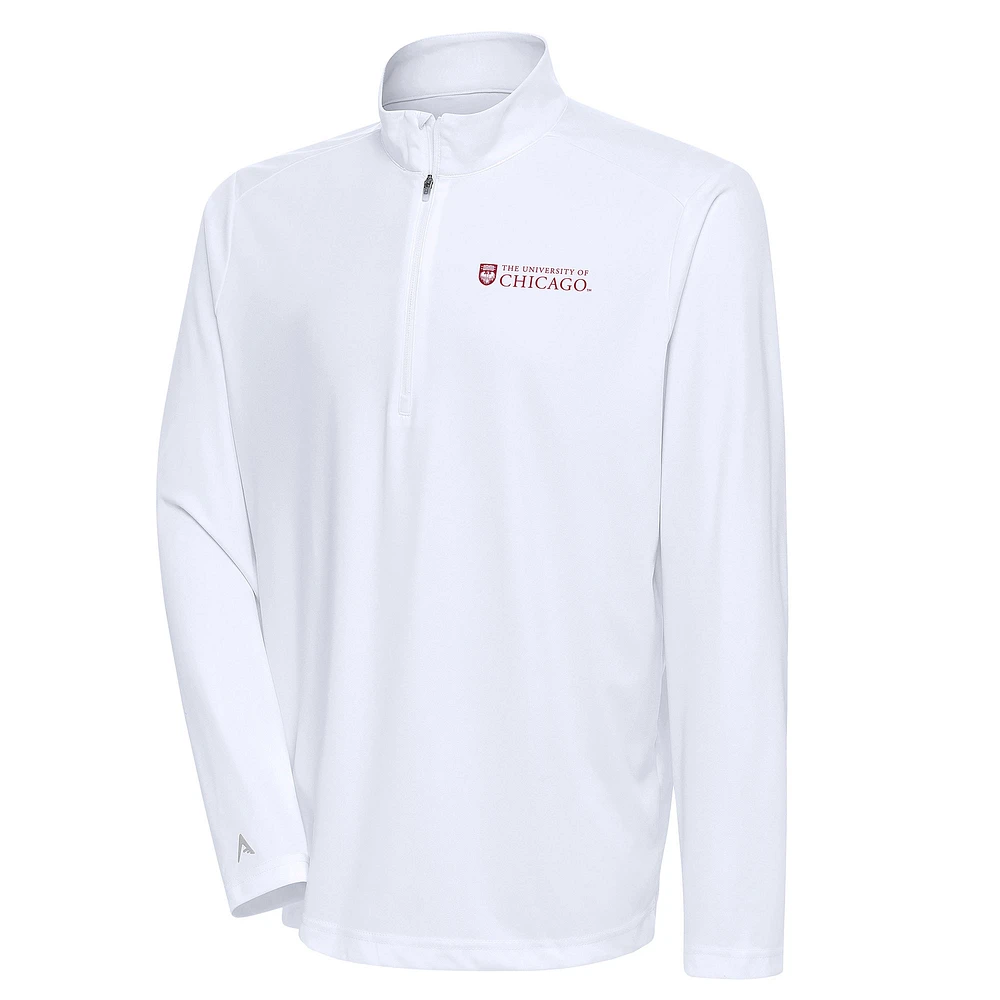 Men's Antigua White UChicago Maroons Tribute Quarter-Zip Top