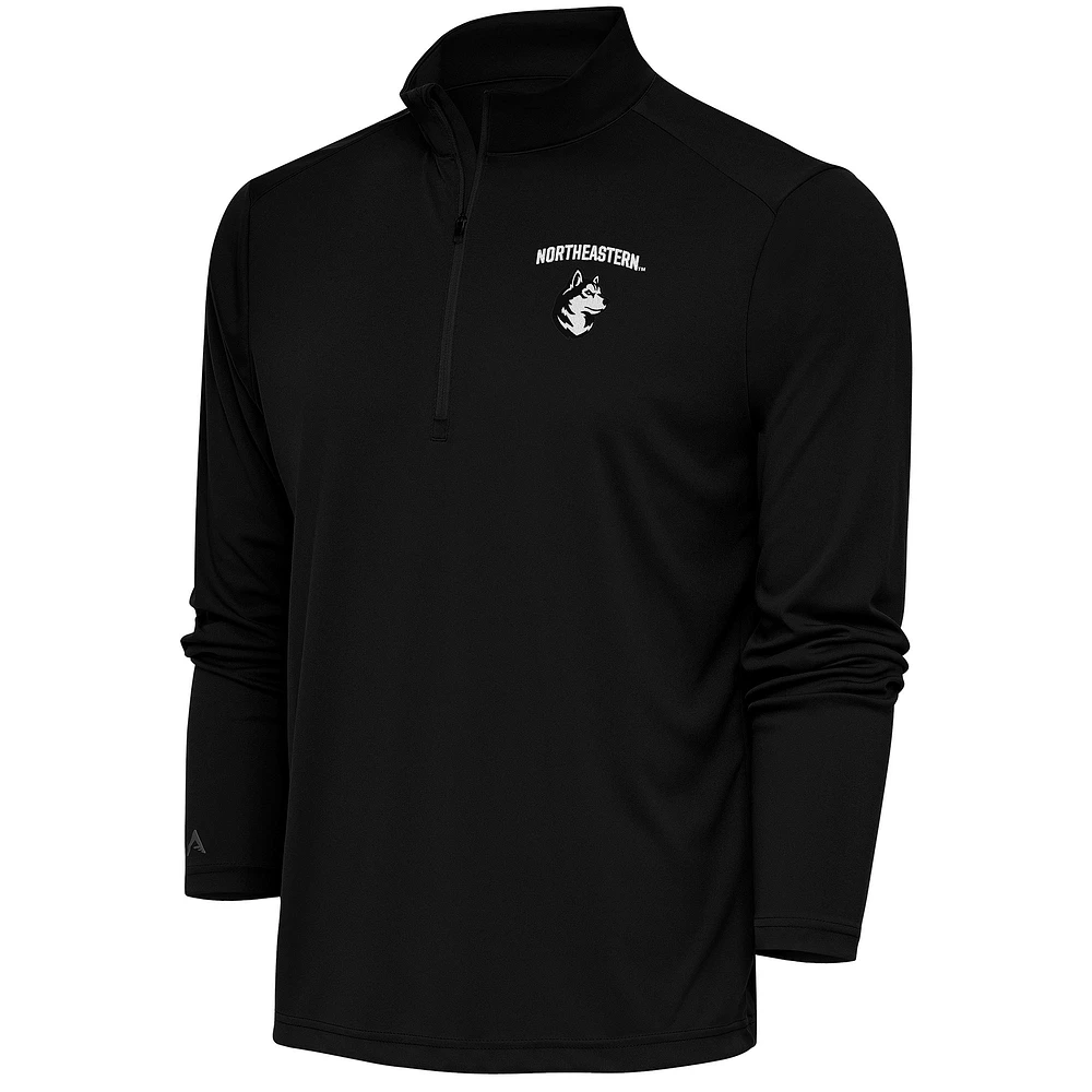 Men's Antigua Black Northeastern Huskies Tribute Quarter-Zip Top