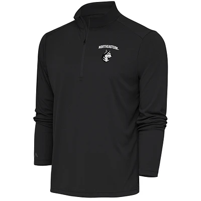 Men's Antigua Charcoal Northeastern Huskies Tribute Quarter-Zip Top