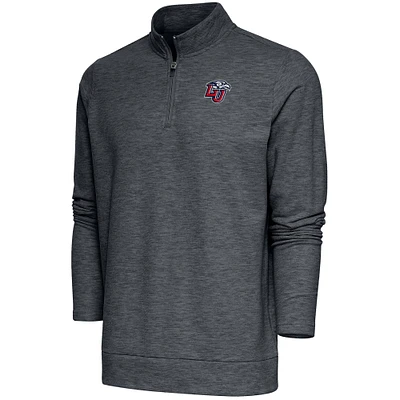 Men's Antigua Heather Charcoal Liberty Flames Gambit Quarter-Zip Pullover Top