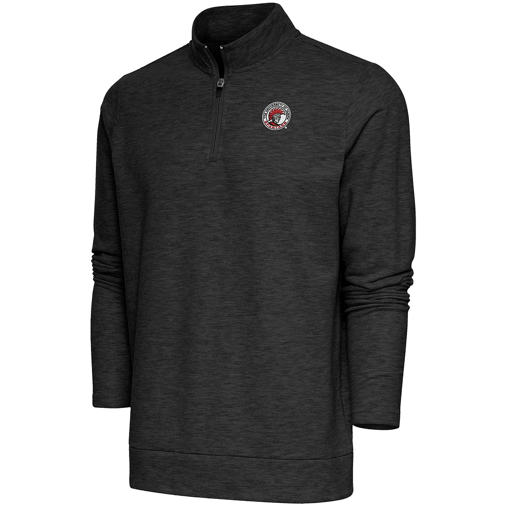 Men's Antigua Heather Black Tampa Spartans Gambit Quarter-Zip Pullover Top