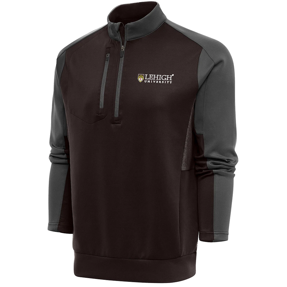 Men's Antigua Brown/Pewter Lehigh Mountain Hawks Team Quarter-Zip Pullover Top