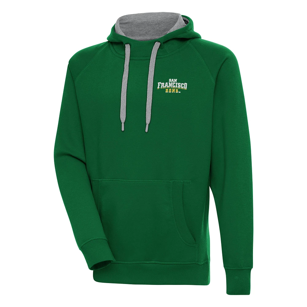 Men's Antigua Green San Francisco Dons Victory Pullover Hoodie