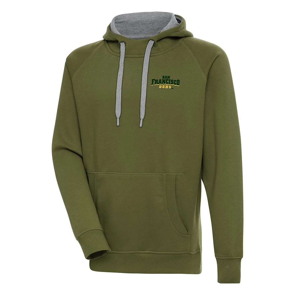 Men's Antigua  Olive San Francisco Dons Victory Pullover Hoodie