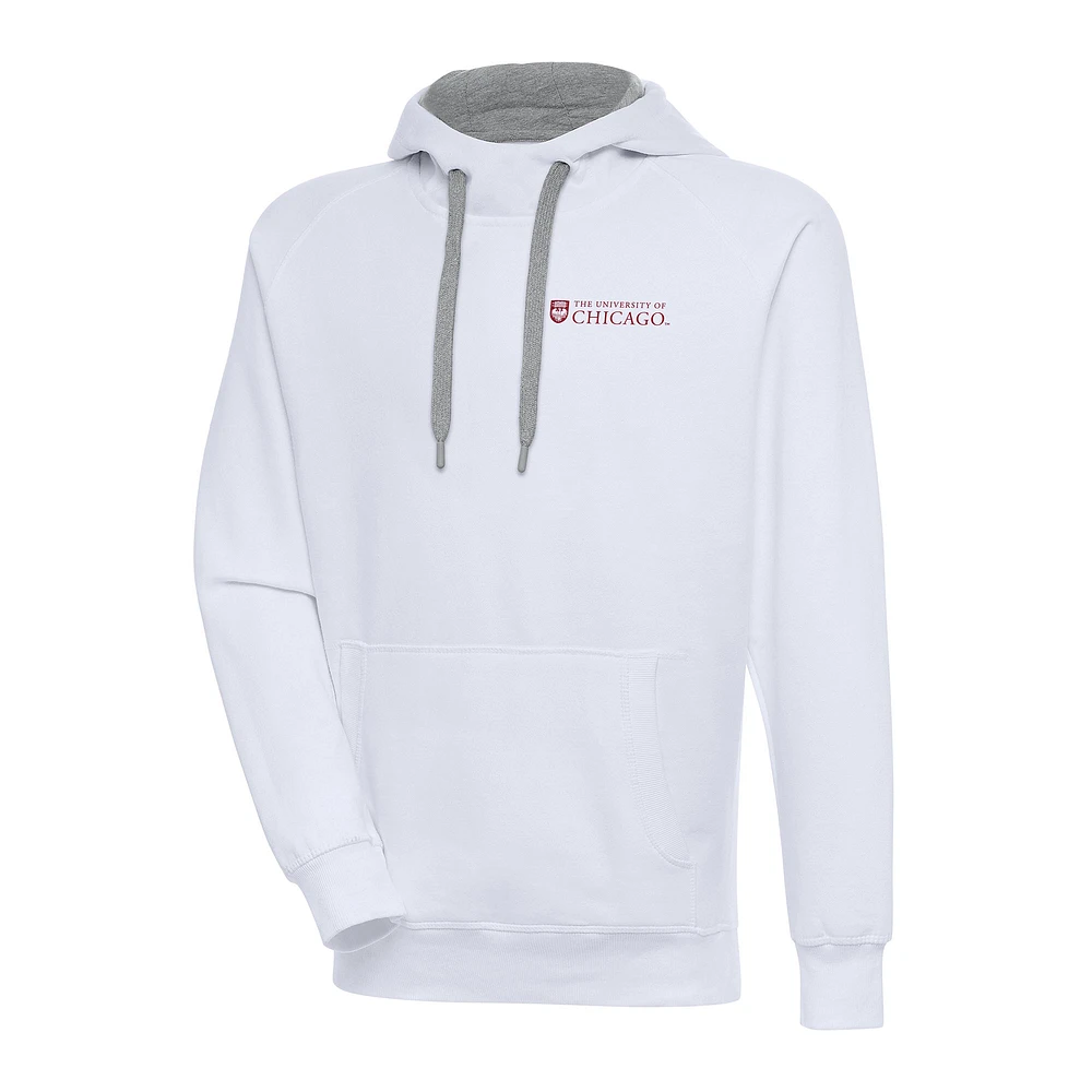 Men's Antigua White UChicago Maroons Victory Pullover Hoodie