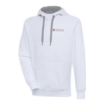 Men's Antigua White UChicago Maroons Victory Pullover Hoodie