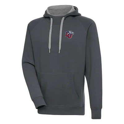 Men's Antigua Charcoal Liberty Flames Victory Pullover Hoodie
