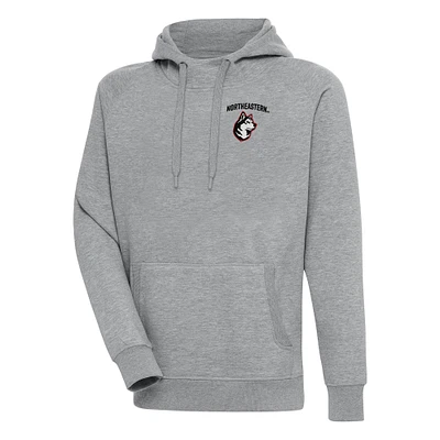 Men's Antigua Heather Gray Northeastern Huskies Victory Pullover Hoodie