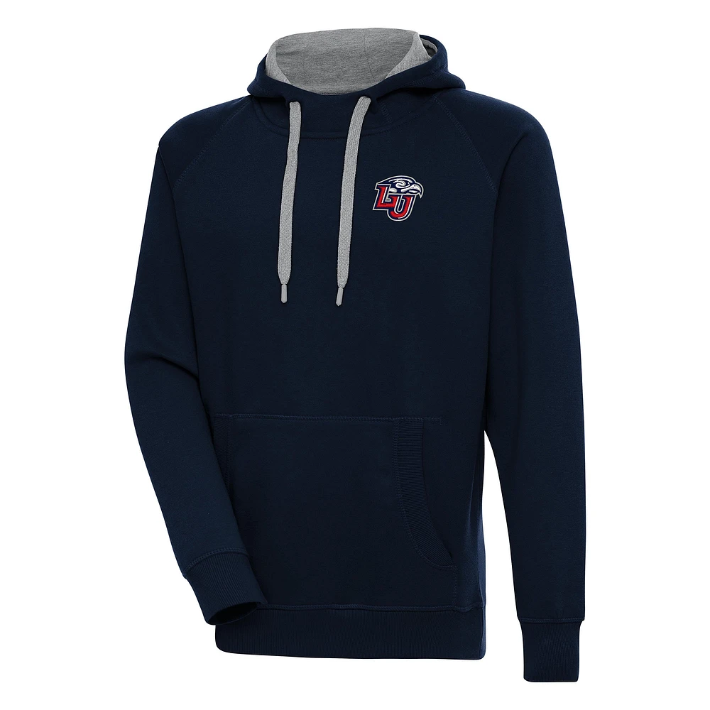 Men's Antigua Navy Liberty Flames Victory Pullover Hoodie