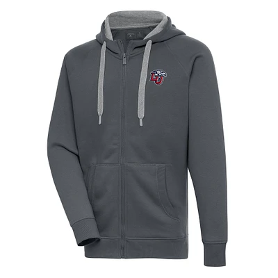 Men's Antigua Charcoal Liberty Flames Victory Full-Zip Hoodie