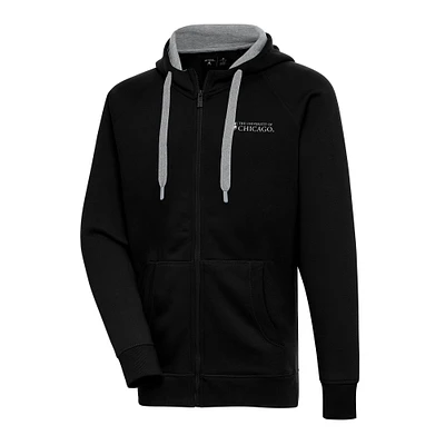 Men's Antigua Black UChicago Maroons Victory Full-Zip Hoodie