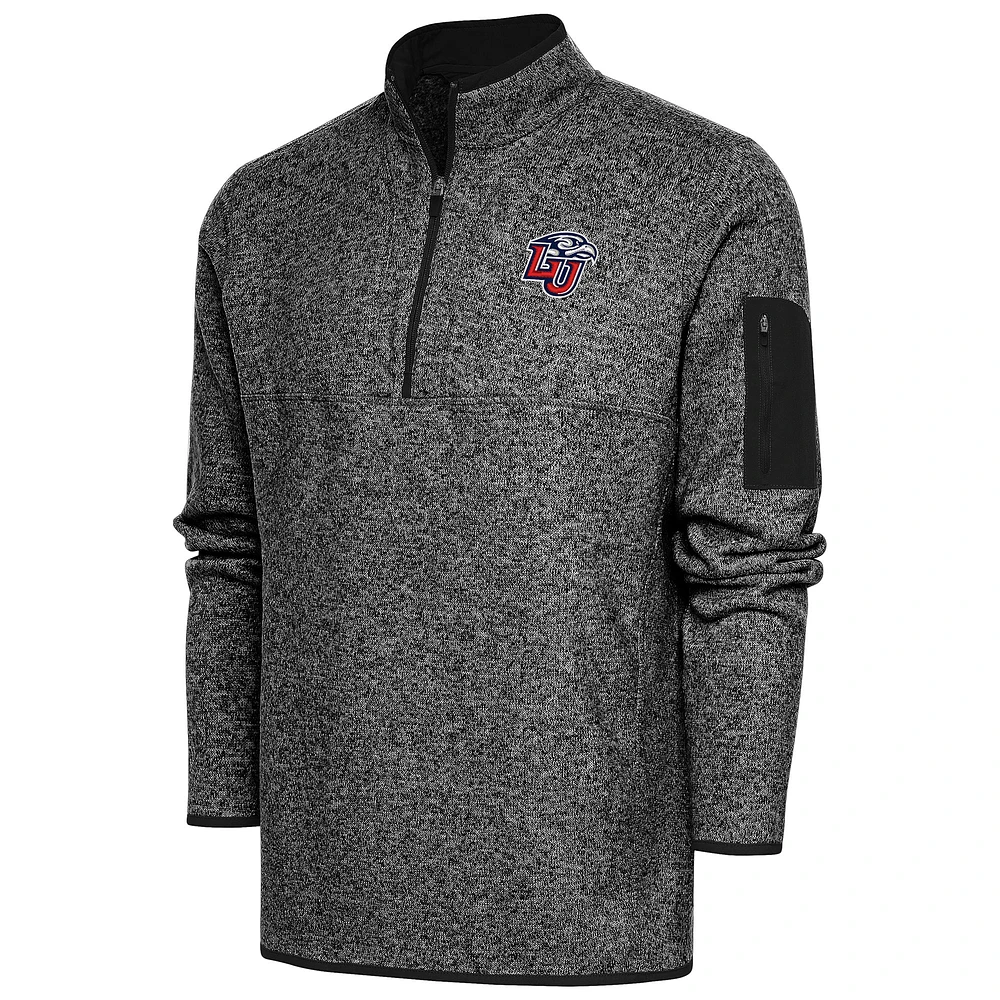 Men's Antigua Heather Liberty Flames Fortune Quarter-Zip Pullover Jacket